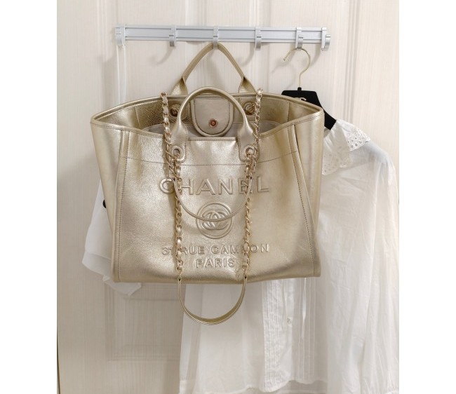 Chanel Metallic Calfskin Large Shopping Bag A66941 Light Gold 2022