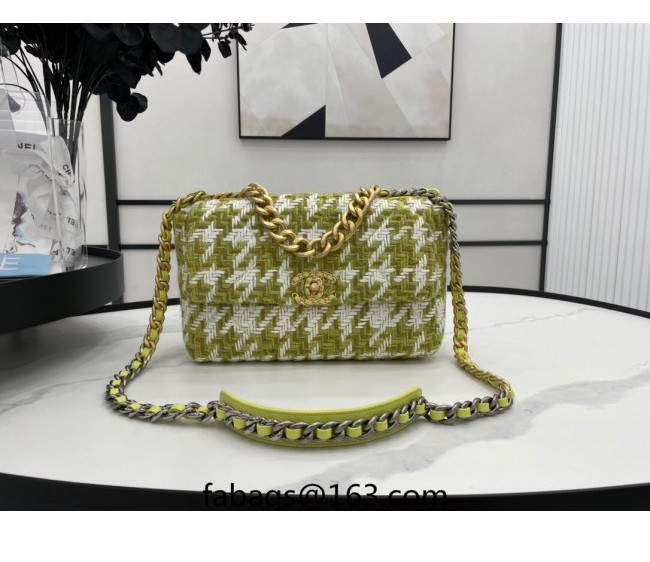 Chanel 19 Tweed Large Flap Bag AS1161 Green/White 2022