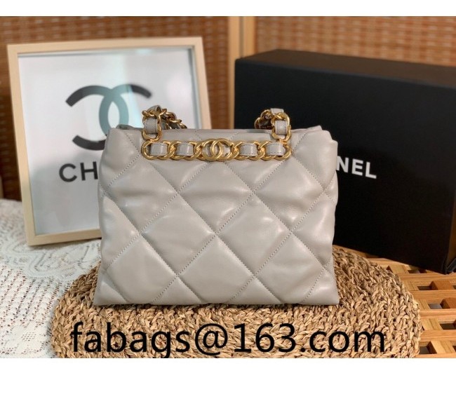 Chanel Lambskin Small Shopping Bag AS3502 Light Gray 2022