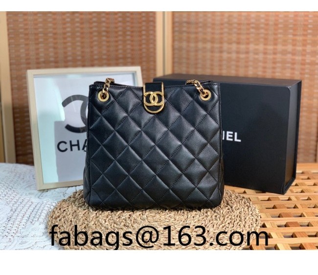 Chanel Lambskin Small Shopping Bag AS3477 Black 2022