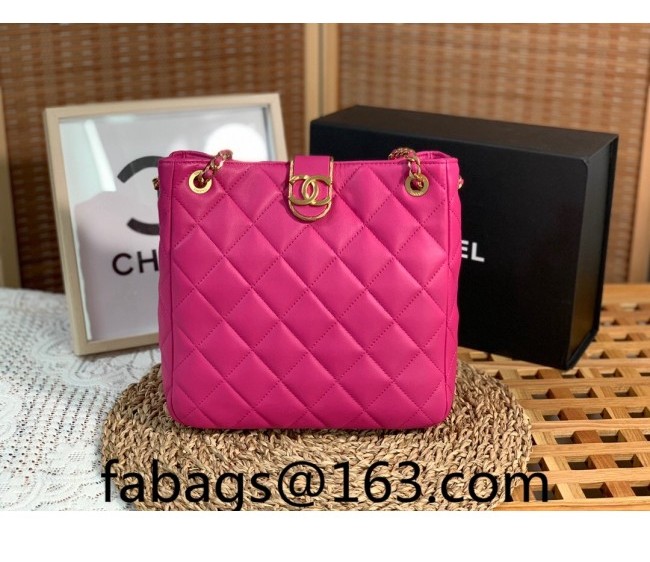 Chanel Lambskin Small Shopping Bag AS3477 Fuchsia Pink 2022