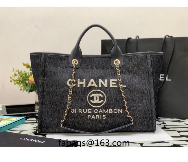 Chanel Denim Large Shopping Bag A93786 Dark Blue 2022