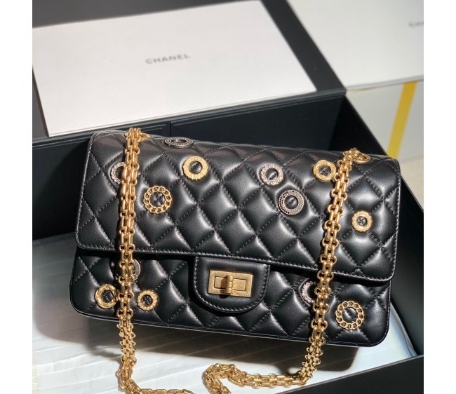 Chanel Lambskin 2.55 Flap Bag with Badges A37586 Black 2022