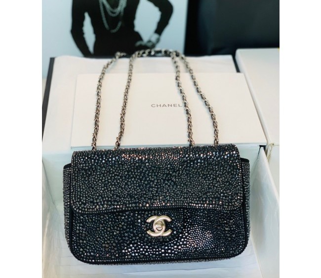 Chanel Classic Mini Flap Bag with Crystals A69900 Black 2022