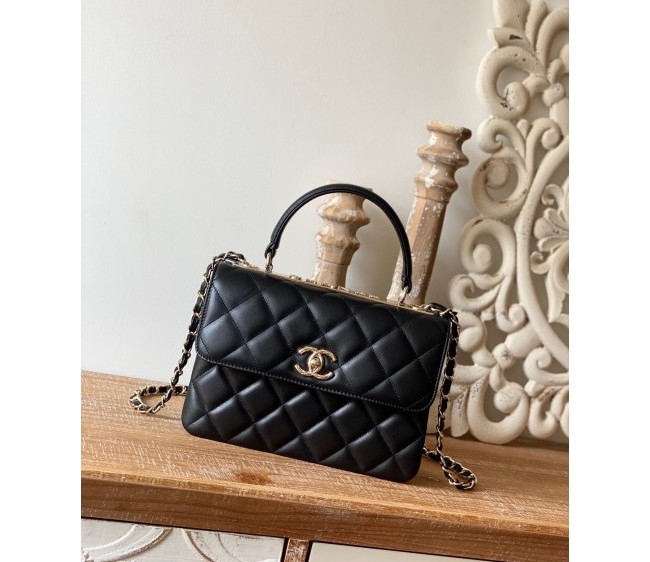 Chanel Lambskin Flap Bag with Top Handle A92236 Black 2022