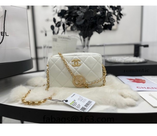 Chanel Lambskin Mini Camera Case AS3383 White 2022