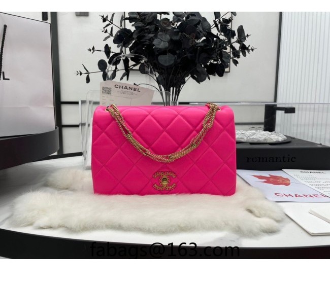 Chanel Lambskin Flap Bag AS3387 Dark Pink 2022