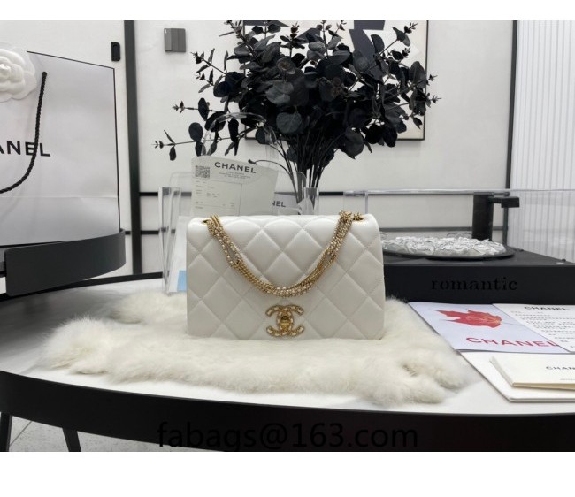 Chanel Lambskin Small Flap Bag AS3386 White 2022