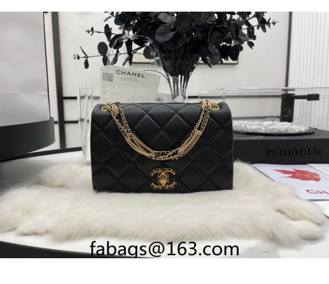 Chanel Lambskin Small Flap Bag AS3386 Black 2022