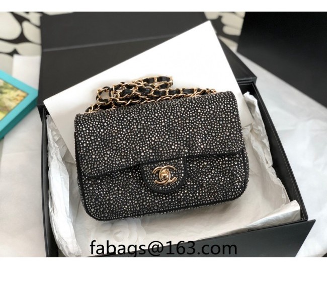 Chanel Crystal Mini Flap Bag Black 2022 0819