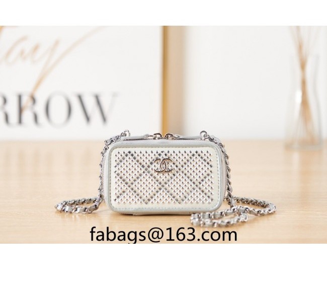 Chanel Crystal Small Vanity with Chain AP2933 White/Silver 2022