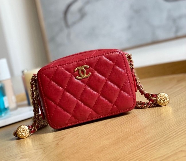 Chanel Grained Calfskin Clutch with Coin Chain AP2858 Red 2022