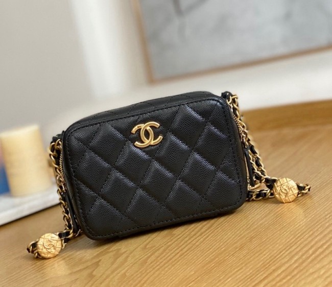 Chanel Grained Calfskin Clutch with Coin Chain AP2858 Black 2022