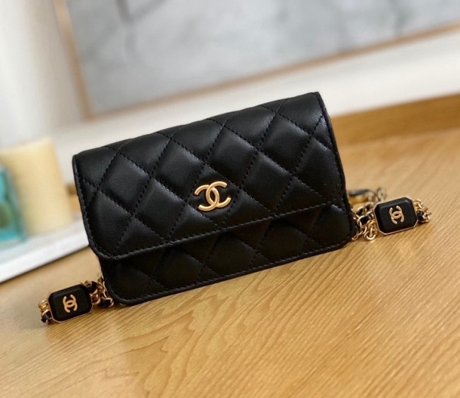 Chanel Lambskin Clutch with Chain and CC Resin AP2929 Black 2022