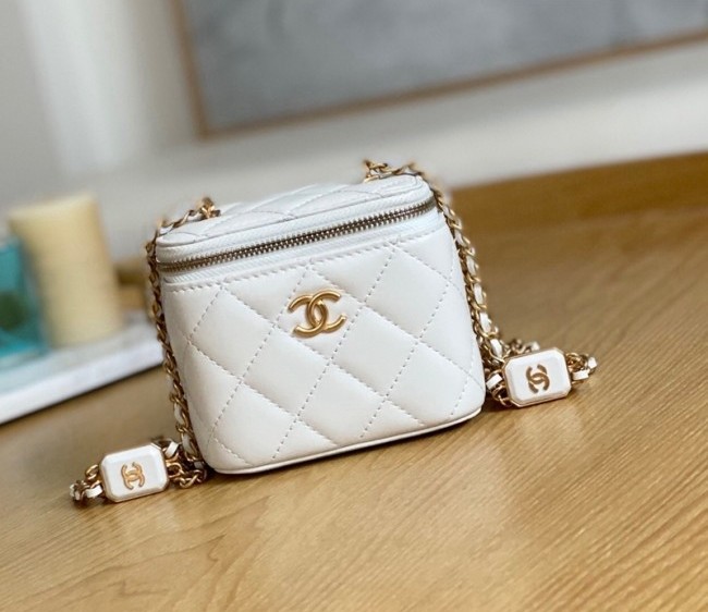 Chanel Lambskin Small Vanity with Chain and CC Resin AP2931 White 2022