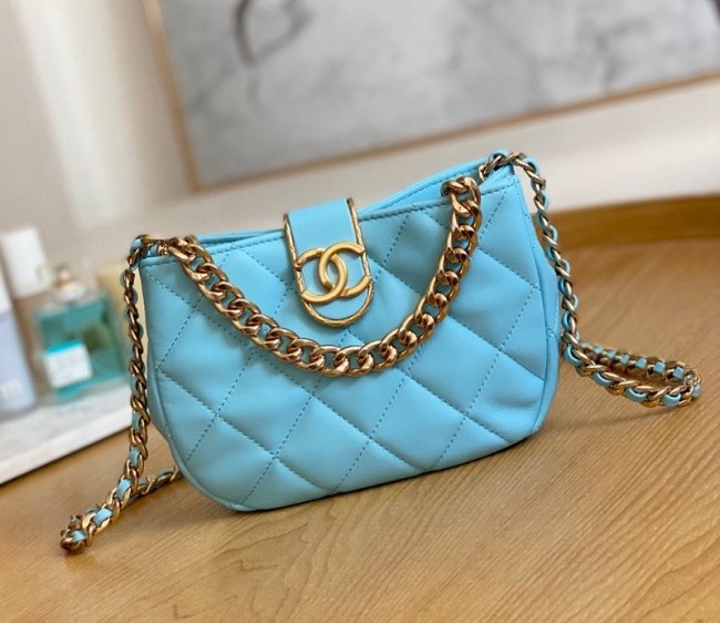 Chanel Lambskin Small Hobo bag AS3475 Blue 2022