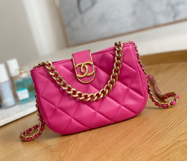 Chanel Lambskin Small Hobo bag AS3475 Dark Pink 2022