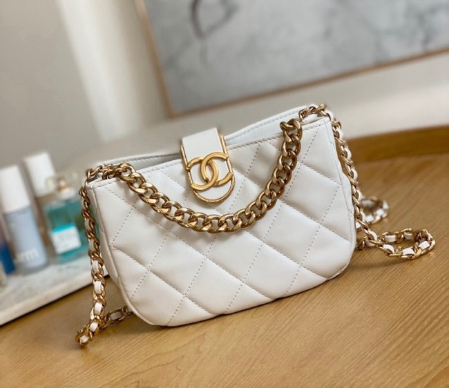 Chanel Lambskin Small Hobo bag AS3475 White 2022