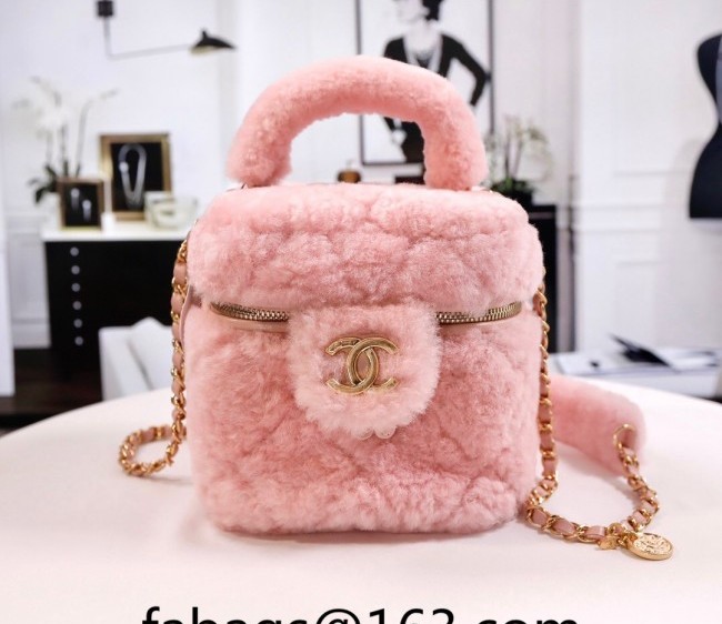 Chanel Shearling Small Vanity Case AS3357 Peachy Pink 2022