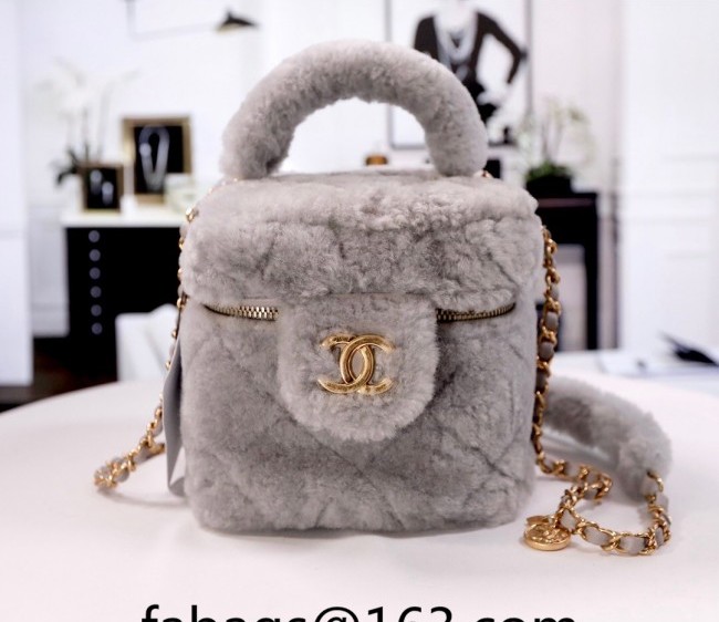 Chanel Shearling Small Vanity Case AS3357 Gray 2022