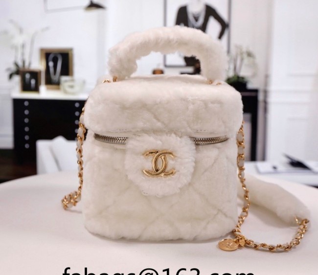 Chanel Shearling Small Vanity Case AS3357 White 2022