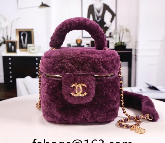 Chanel Shearling Small Vanity Case AS3357 Purple 2022