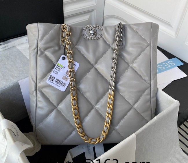 Chanel 19 Lambskin Shopping Bag AS3519 Gray 2022