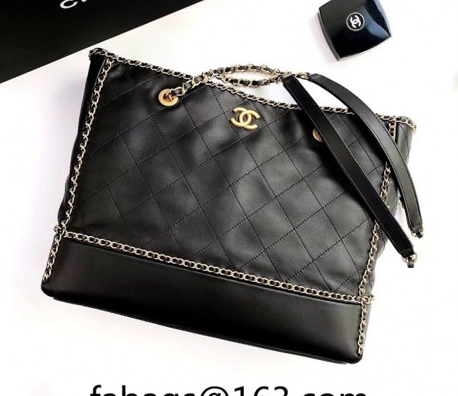 Chanel Calfskin Large Shopping Bag with Chain Trim AS2761 Black 2022