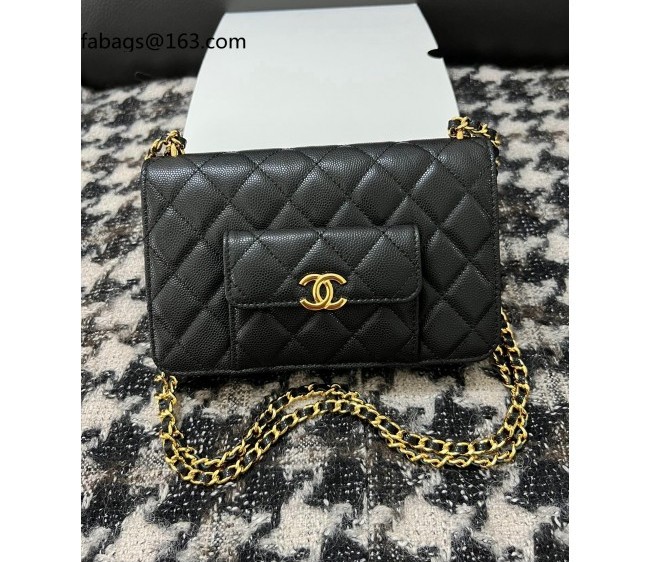 Chanel Grained Calfskin Mini Flap Bag A68090 Black 2022