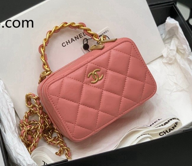 Chanel Lambskin Vanity Case Bag with Chain AP2874 Pink 2022 0021