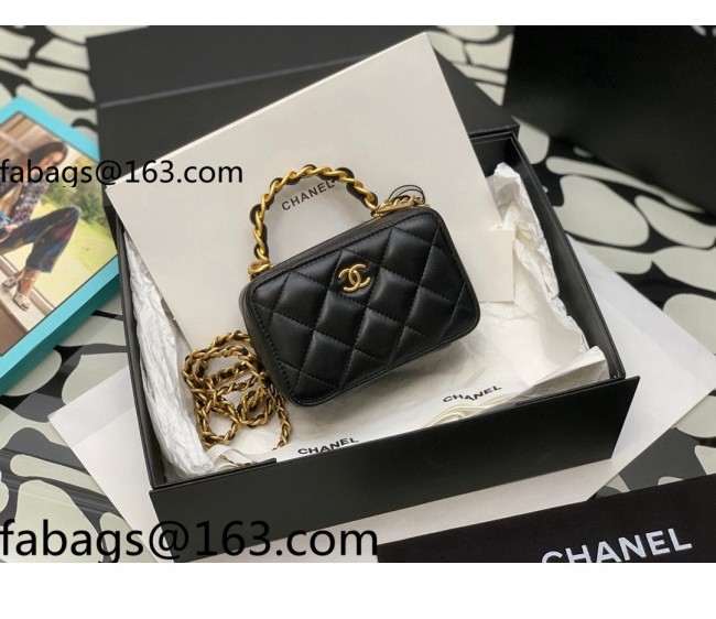 Chanel Lambskin Vanity Case Bag with Chain AP2874 Black 2022 0021