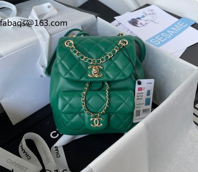 Chanel Lambskin Duma Backpack AS2908 Green 2022