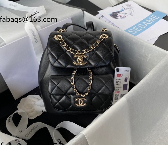 Chanel Lambskin Duma Backpack AS2908 Black 2022