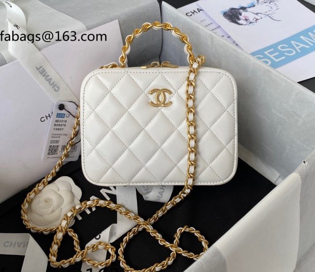 Chanel Lambskin Small Vanity Case Bag AS3318 White 2022