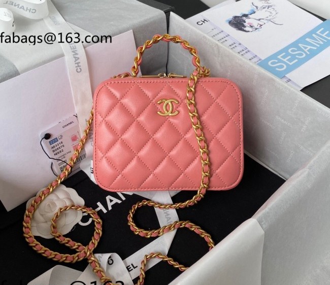 Chanel Lambskin Small Vanity Case Bag AS3318 Pink 2022