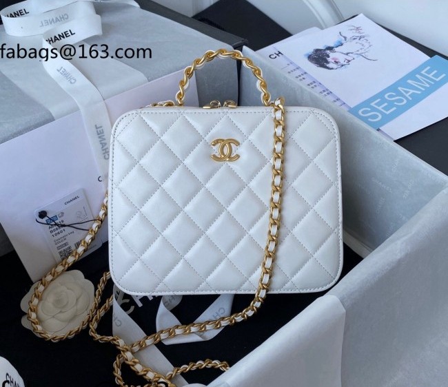 Chanel Lambskin Vanity Case Bag AS3319 White 2022