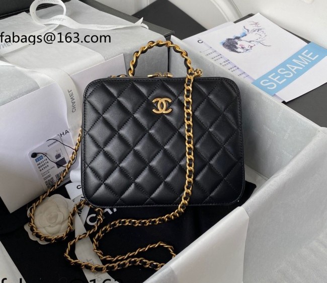 Chanel Lambskin Vanity Case Bag AS3319 Black 2022