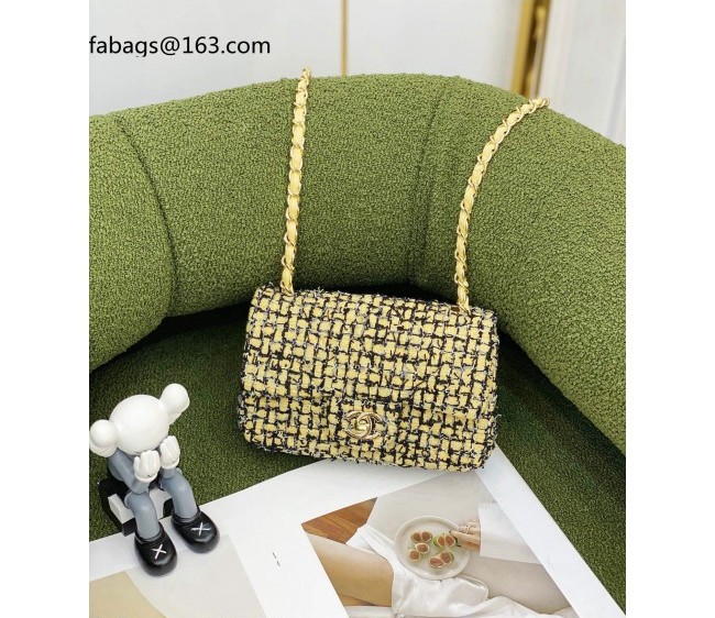 Chanel Tweed Mini Flap Bag A69900 Yellow 2022 0730