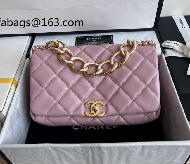 Chanel Lambskin Medium Flap Bag AS3367 Light Pink 2022 top