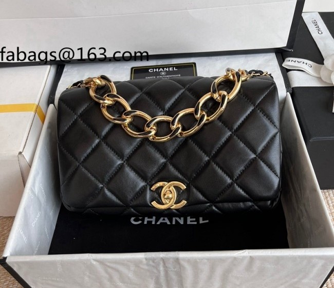 Chanel Lambskin Medium Flap Bag AS3367 Black 2022 top