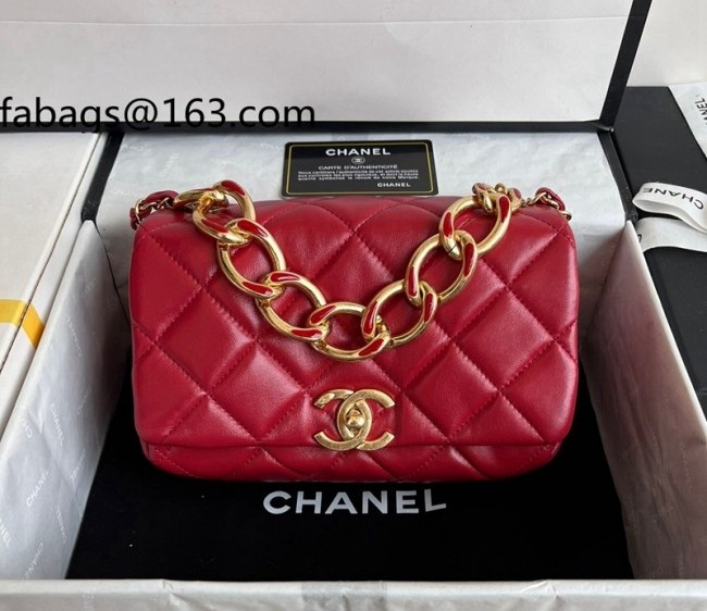 Chanel Lambskin Small Flap Bag AS3366 Red 2022 top