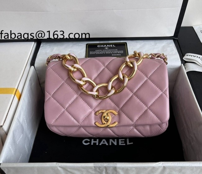 Chanel Lambskin Small Flap Bag AS3366 Light Pink 2022 top