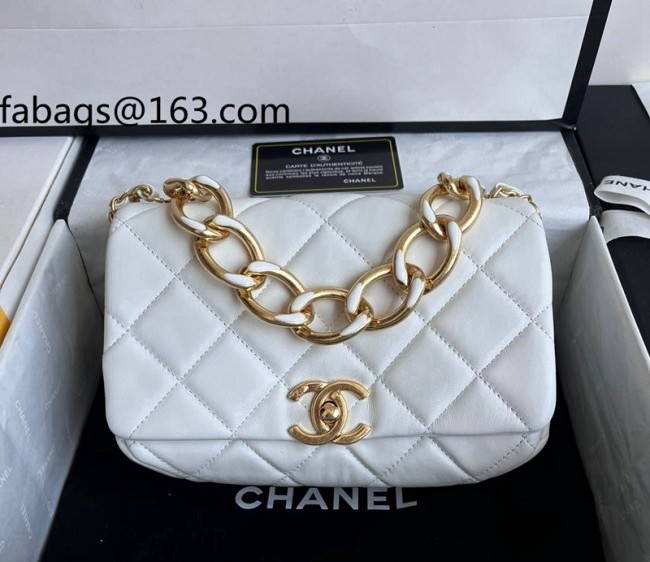 Chanel Lambskin Small Flap Bag AS3366 White 2022 top