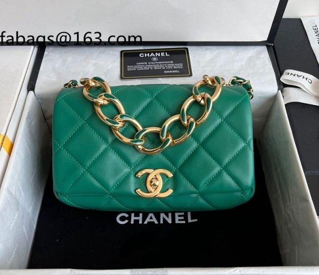 Chanel Lambskin Small Flap Bag AS3366 Green 2022 top