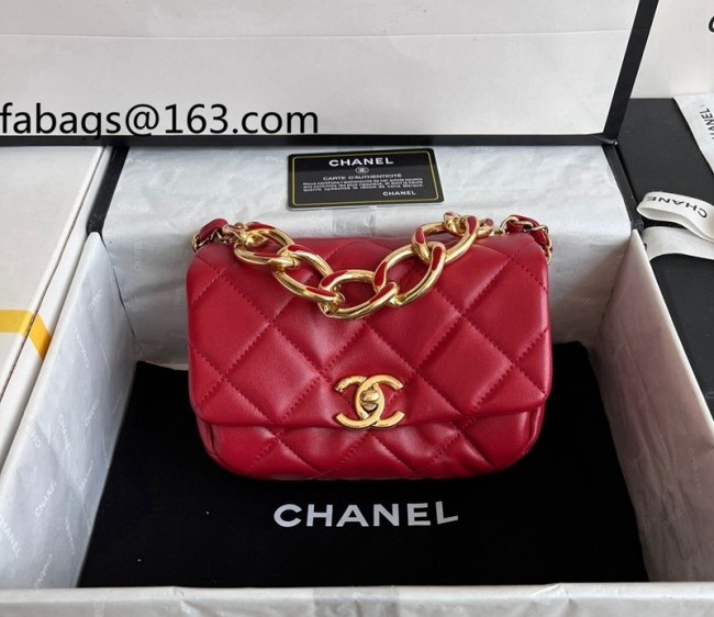 Chanel Lambskin Mini Flap Bag AS3365 Red 2022 top