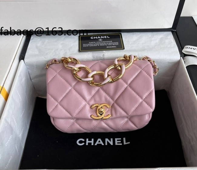 Chanel Lambskin Mini Flap Bag AS3365 Light Pink 2022 top