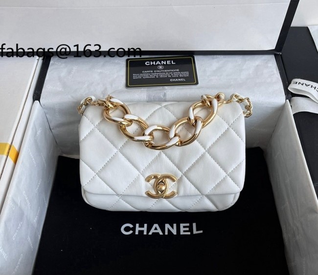 Chanel Lambskin Mini Flap Bag AS3365 White 2022 top