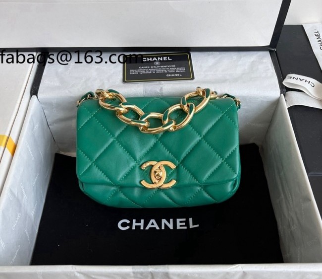 Chanel Lambskin Mini Flap Bag AS3365 Green 2022 top