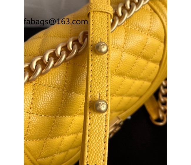 Chanel Grained Calfskin Small Boy Messenger bag AS3350 Yellow 2022 TOP