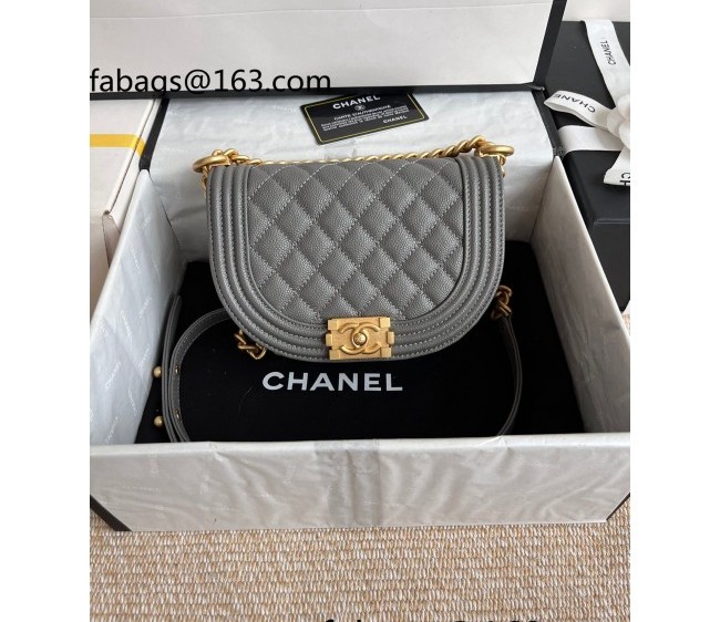 Chanel Grained Calfskin Small Boy Messenger bag AS3350 Gray 2022 TOP